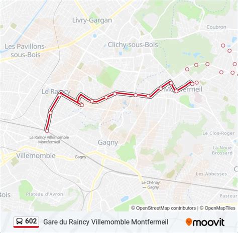 602 Itinéraire: Horaires, Arrêts & Plan - Gare du Raincy Villemomble Montfermeil (mis à jour)