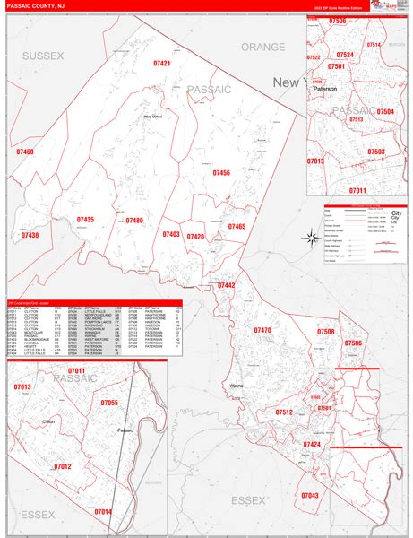 Wall Maps of Passaic County New Jersey - marketmaps.com