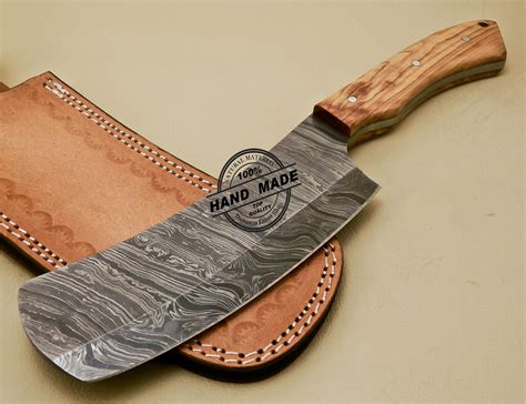 Damascus Cleaver Butchers Knife Custom Handmade Damascus Steel Kitchen Cleaver Butchers Knife ...