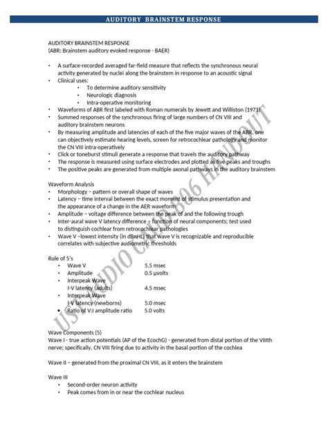 Auditory Brainstem Response | PDF | Hearing | Hearing Loss