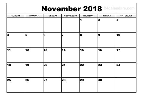 20+ Printable November 2018 Calendar - Free Download Printable Calendar ...