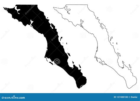 Baja California Sur Red Highlighted In Map Of Mexico Stock Illustration | CartoonDealer.com ...