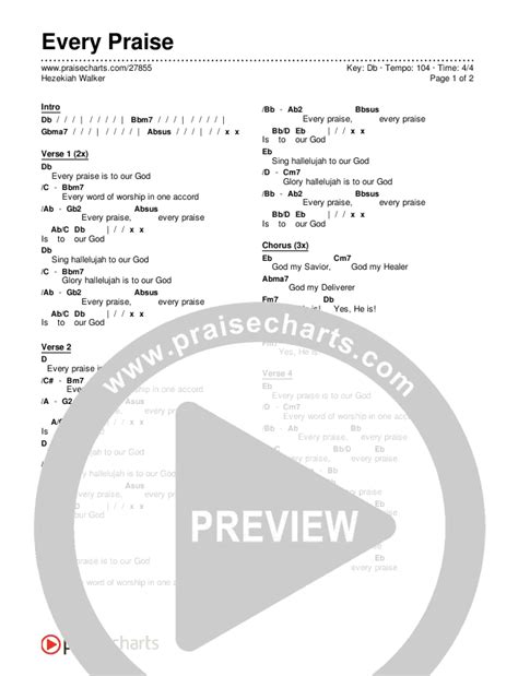 Every Praise Chords PDF (Hezekiah Walker) - PraiseCharts