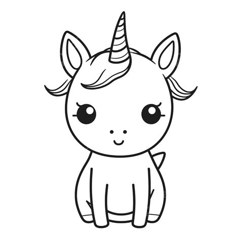 Cute Cute Unicorn Coloring Page Outline Sketch Drawing Vector, Cute Unicorn Drawing, Cute ...