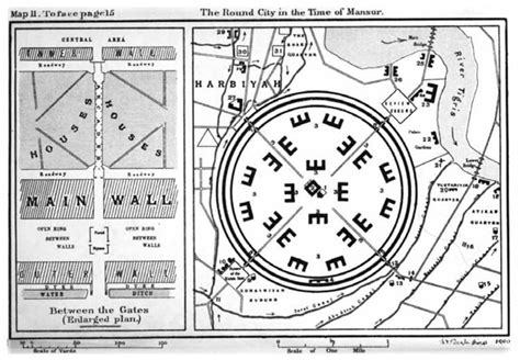 An 8th-century map of Baghdad's Round City. From Guy Le Strange, Baghdad during the Abbasid ...