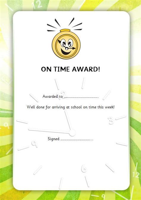 Sample Certificate Templates: Punctuality Certificates For Kids