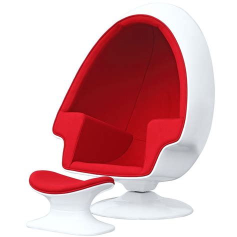 Alpha Egg Chair and Ottoman Red Accent White egg shell Chamber shape #3021 | eBay | Egg chair ...