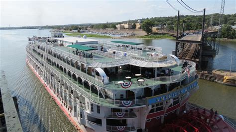 The American Queen barge passing through the Swingspan Bridge in # ...