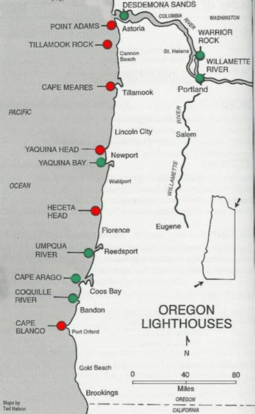 Lighthouses of Oregon Coast Map - Oregon Coast • mappery