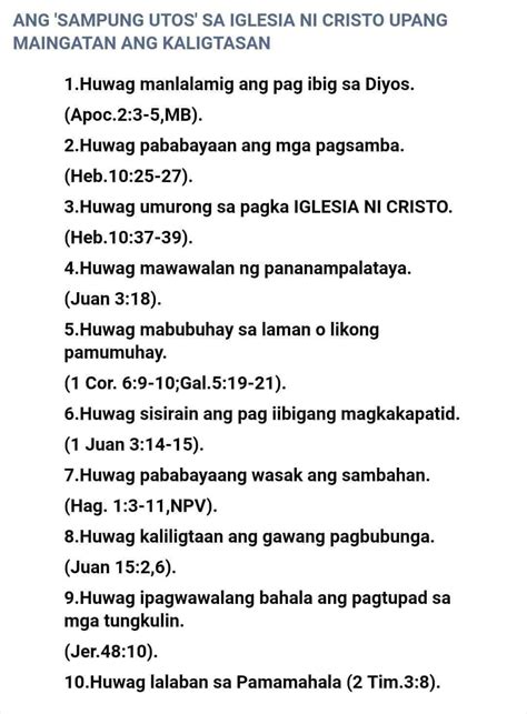 Ang Sampung Utos ng Diyos... - Iglesia ni Cristo Defence Page