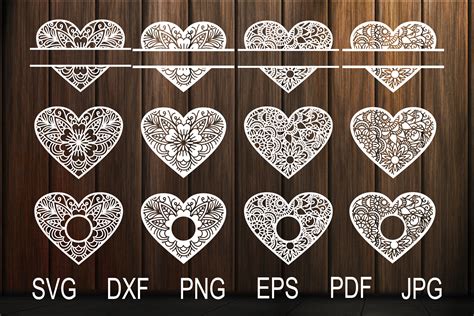 Heart SVG, Zentangle Heart SVG, Mandala Heart, Heart Frames