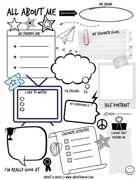 All About Me Printable Activity Page for Kids - About a Mom