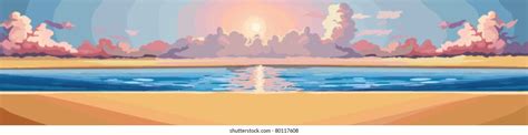 Rising Sun Over Ocean Vector Background Stock Vector (Royalty Free) 80117608 | Shutterstock