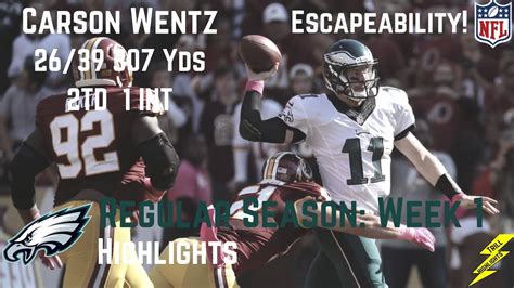 Carson Wentz Week 1 Regular Season Highlights Mobility | 9/10/2017 ...