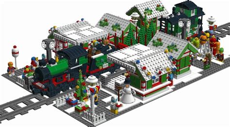 Lego Custom HOLIDAY MARKET + TRAIN STATION - INSTRUCTIONS ONLY Lego Christmas Village, Lego ...