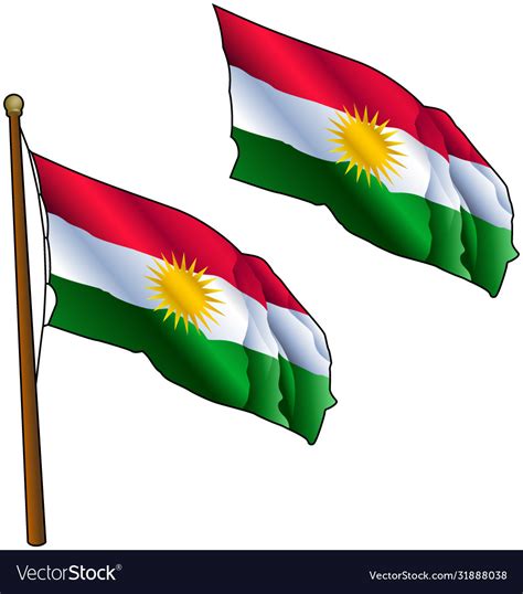 Waving kurdistan flag Royalty Free Vector Image