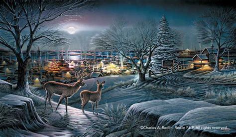 Hometown by Terry Redlin {c.2004} ~ whitetail deer winter evening | Terry redlin, Terry redlin ...