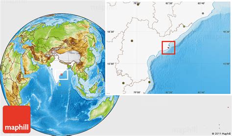 Physical Location Map of Yanam, highlighted country