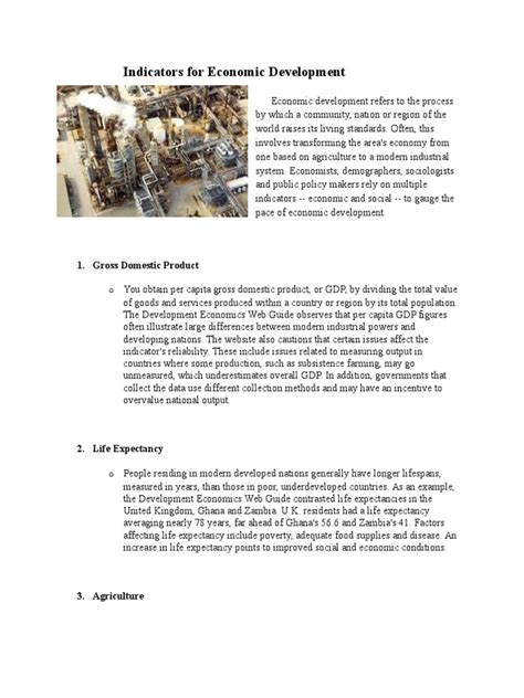 Indicators For Economic Development | PDF | Development Economics | Gross Domestic Product