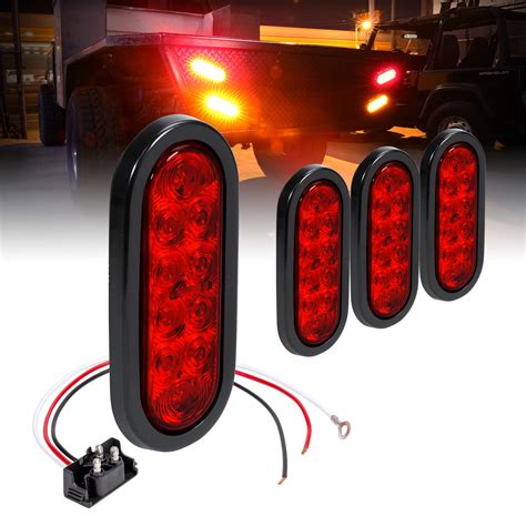 Buy TRUE MODS 4pc 6" Red Oval LED Trailer Tail Light Kit [DOT FMVSS 108 ...