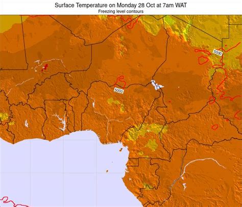 Niger Surface Temperature on Tuesday 14 Sep at 7pm WAT