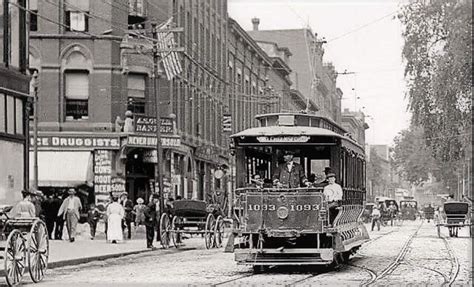 A Trolley on Merrimck Street, passing Centeal Street in downtown Lowell, Massachusetts | Lowell ...