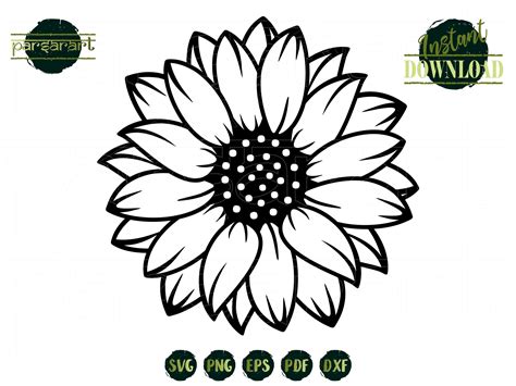 Cute And Simple Sunflower SVG Cricut Silhouette Svg Dxf Eps Floral Clipart Summer Design Wild ...