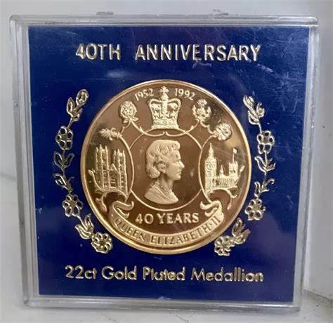 QUEEN ELIZABETH II Medallion 22ct Gold-plated 40th Anniversary 1953-1993 Token $65.34 - PicClick AU
