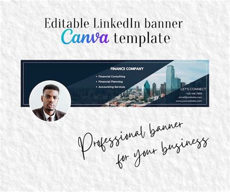 Linkedin Banner Professional Canva Template Dark Blue Dallas | Etsy