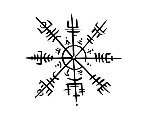 Vegvisir runic compass black pencil drawing style, Hand drawing of Viking symbols, Sacred Norse ...