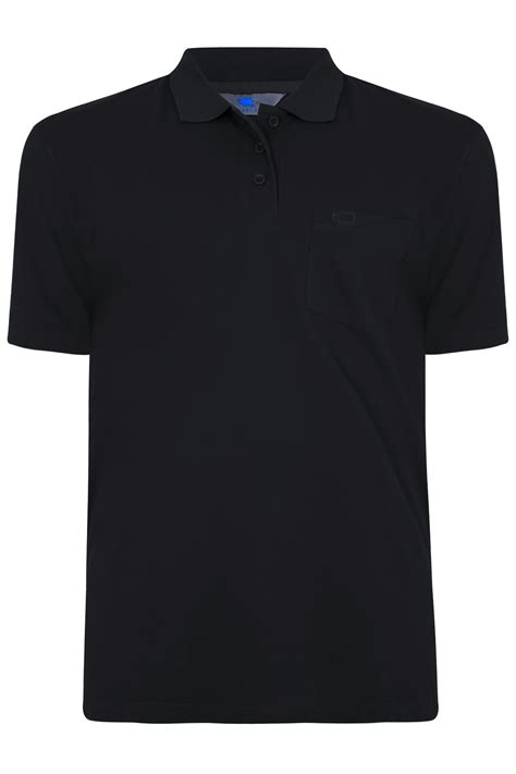 BadRhino Black Plain Polo Shirt With Chest Pocket Extra large sizes L to 7XL