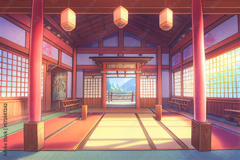 Fantasy Japanese's shrine anime style wallpaper. Stock Illustration | Adobe Stock