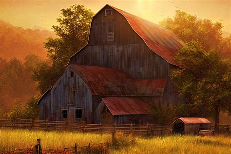 Fall Barn Background Graphic by ArtMix · Creative Fabrica