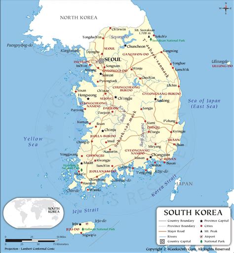 South Korea Vintage Political Map Poster Republic Of Korea Provinces ...