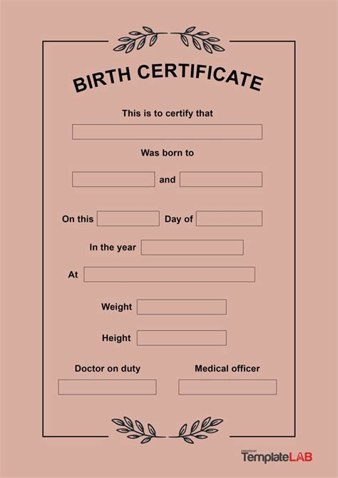 birth certificate is shown in this image