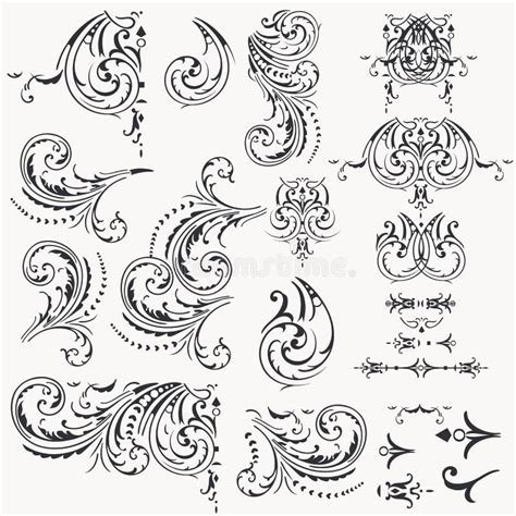 Collection of Decorative Vector Flourishes for Design Stock Vector - Illustration of formal ...