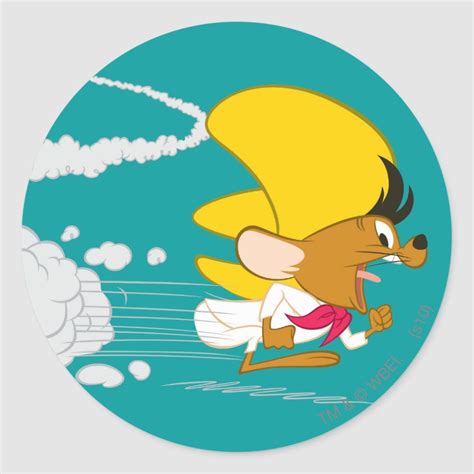 SPEEDY GONZALES™ Running in Color Classic Round Sticker | Zazzle ...