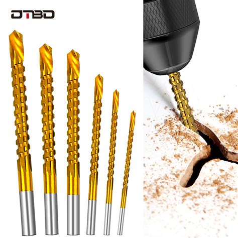 6pc Titanium HSS Drill Saw Bit Set Slot Cutting Wood Metal 3-8mm Hole ...