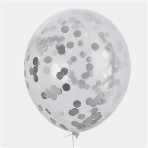 Silver Pre-filled Confetti Balloons 6 Pack | Lively & Co