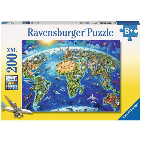 Ravensburger World Landmarks Map XXL 200 Piece Jigsaw Puzzle