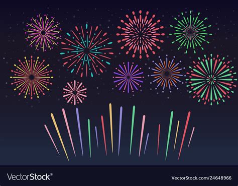 Colorful fireworks on night sky background Vector Image