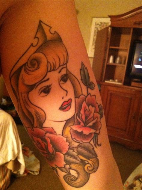 Aurora: briar rose by Scotty at traditional tattoo, slo | Rose tattoo, Traditional tattoo ...