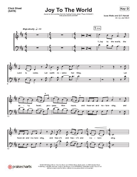 Joy To The World Choir Sheet Music PDF (Casting Crowns) - PraiseCharts