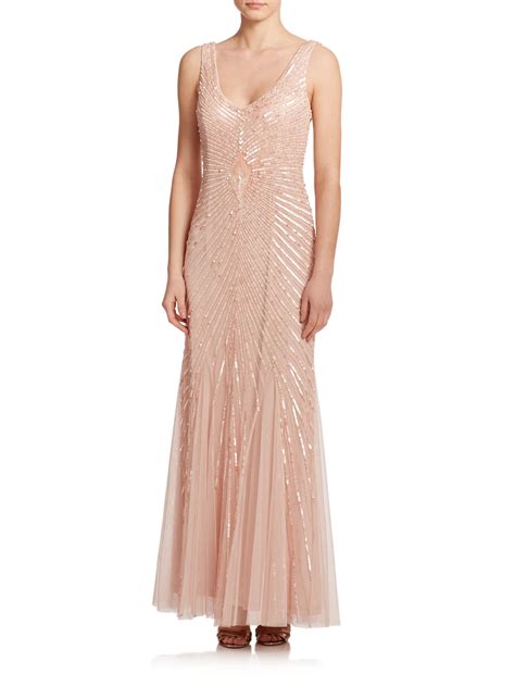 Lyst - Aidan mattox Sequin-Embellished Gown in Pink