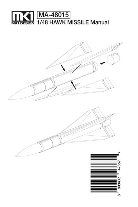 MIM-23 Hawk Missile Set (x 2 missiles) MK1 Design -A48015