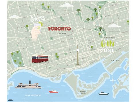 Toronto Map illustrated map by Jason Pickersgill on Dribbble