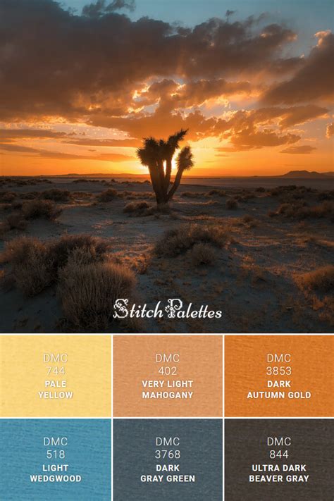 Desert Sunset - Embroidery Color Palette (With Thread Codes)