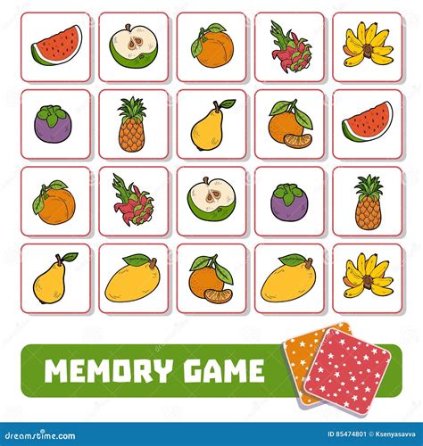 Juego De La Memoria Para Los Niños, Tarjetas Con Las Frutas Ilustración del Vector - Ilustración ...