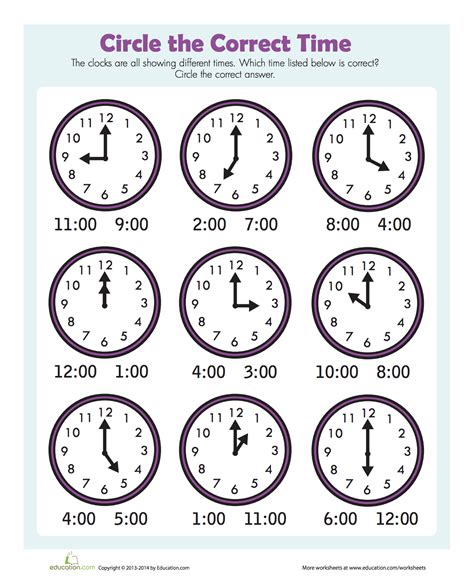 Analog Clock Practice Worksheets