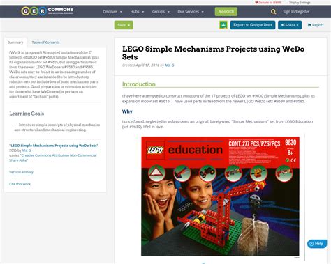 LEGO Simple Mechanisms Projects using WeDo Sets | OER Commons